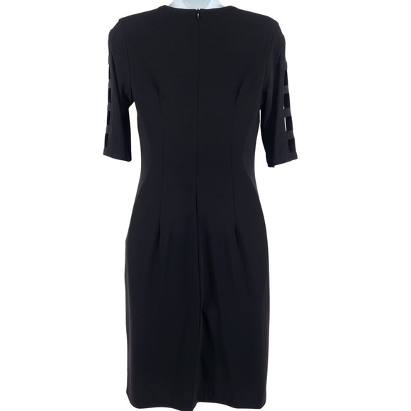 Joseph Ribkoff Black Cutout Sleeve Sheath Dress Size 4 Bar Detail Lined Zip - Picture 4 of 11